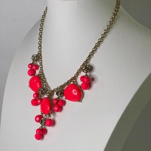 Halskette Modeschmuck hellrosa Statement goldfarben Kunstschmuck Strass - Bild 1 von 10