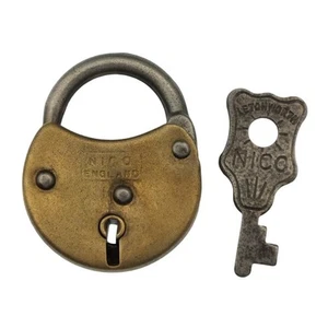 LUCCHETTO NICO con chiave originale inglese OTTONE c.1950 altezza 15/8" - rif.P725 - Foto 1 di 6