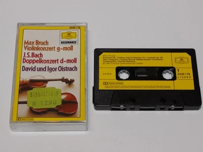 DAVID/IGOR OISTRAKH Bruch/Bach Violin PAPER LABEL CASSETTE DG Stereo W.Germany - Image 1 of 4