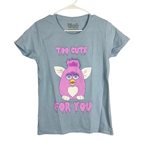 Camiseta gráfica Furby Too Cute For You azul rosa retro Y2K para mujer talla S’s - Imagen 1 de 7