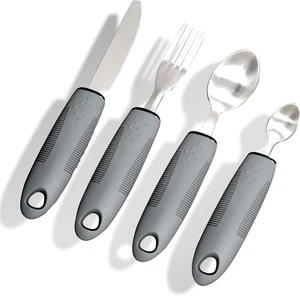 4 Teiliges Easy Grip Besteck Set Besteck Mit Dickem Griff Behinderten Esshilfen - Bild 1 von 7