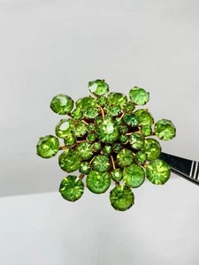 Vintage Brooch Uranium Vaseline Glass Stones All Green Glow Really Pretty - Picture 1 of 17