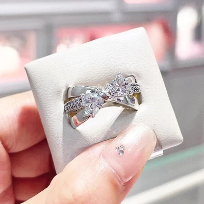 Nuevo anillo cruzado con arco brillante de plata de ley 925 100 % auténtico  Foto 1 de 2