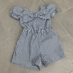 Girls 6X Dressy Blue and White Dressy Romper - Picture 1 of 4
