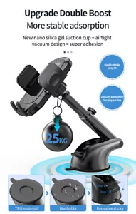 Car Phone Holder Dashboard Windshield Phone Mount Universal for iPhone Samsung - Picture 1 of 12