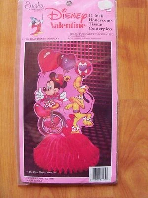 11" Disney Mickey Honeycomb Valentine Centerpiece Vintage Eureka Decoration NIP - Image 1 of 2