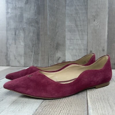 Zapatos de ballet Sam Edelman Rosalie para mujer 7,5 anchos planos gamuza granada en punta Foto 1 de 4