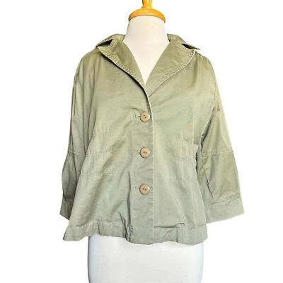 Joan Rivers Olive Green Button Front Utility Jacket Sz L Military Cottagecore - Image 1 of 4