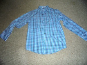 Boy Calvin Klein Long Sleeve Button Up Dress Shirt, Blue Plaid, Size 10, NEW - Picture 1 of 8