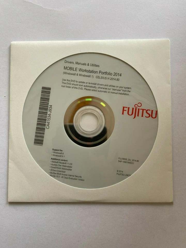 Fujitsu Drivers,Manuals&Utilities MOBILE Workstation Portfolio 2014 (Win 8/8.1) - Bild 1 von 1
