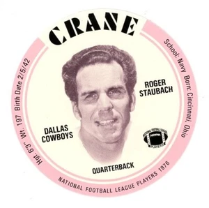 Grúa 1976 Roger Staubach Cowboys Discos Patatas fritas Fútbol Dallas Hof - Imagen 1 de 4