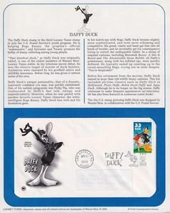 1999 Daffy Duck animation cartoon Sc 3306 FDC with PCS cachet info page - Picture 1 of 1