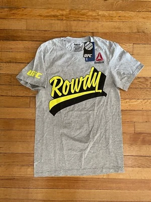 NWT MENS SMALL RONDA ROWDY ROUSEY UFC REEBOK T SHIRT GRAY - Image 1 of 4