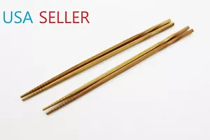 2 Pairs Bamboo Long Chopsticks Twisted Grip 12 in Long Multi Purpose Chopsticks - Picture 1 of 4