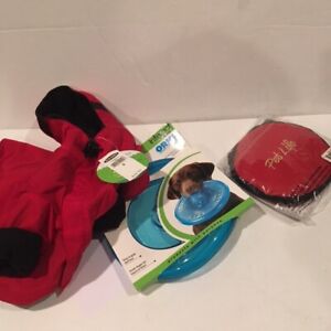 NEW Lot of 3 Dog Jacket, Bowls, and Frisbee - Pet Life, ORKA - Travel Friendly