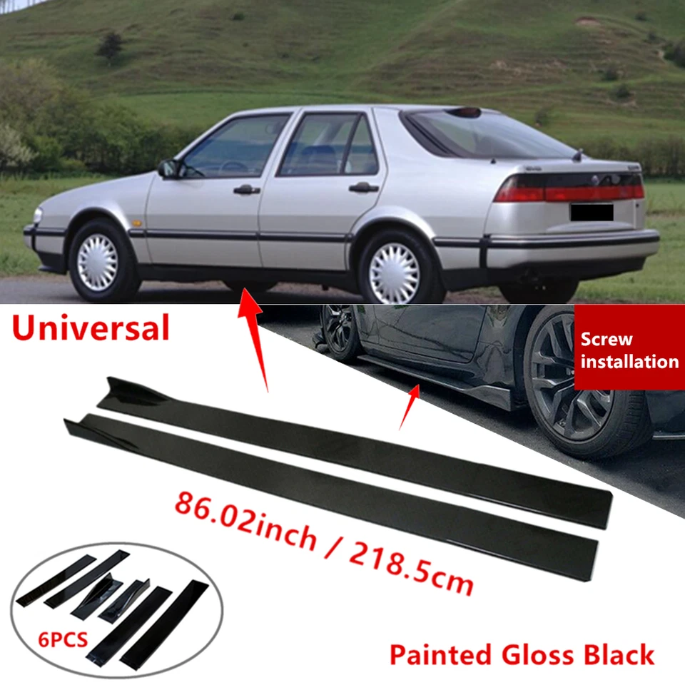 86" Fit For Saab 9000 Side Skirt Lip Extension Splitter Rocker Panel Gloss Foto 1 de 4
