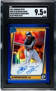 2021 DONRUSS OPTIC KE'BRYAN HAYES RATED ROOKIE blue prizm 48/75 SGC 9.5 AUTO - Picture 1 of 2