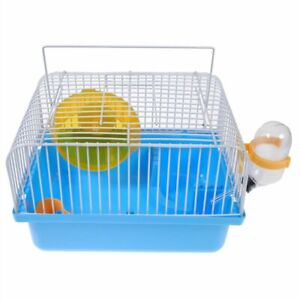 Portable Traveler Dwarf Hamster Cage Gerbil Habitats with Wheel Easy Clean Blue
