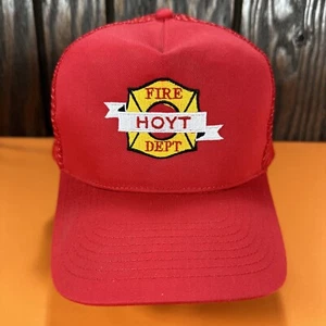 De colección Hoyt Kansas Departamento de Bomberos Camionero Gorra Roja Snapback Departamento Años 80 90 - Imagen 1 de 13