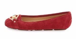 Neu Michael Kors Fulton Ballett flach Kirschgold MK Logo Wildleder Lederschuhe - Bild 1 von 3