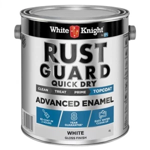 White Knight Rust Guard Gloss White Quick Dry Advanced Enamel Paint - 4L - Picture 1 of 1