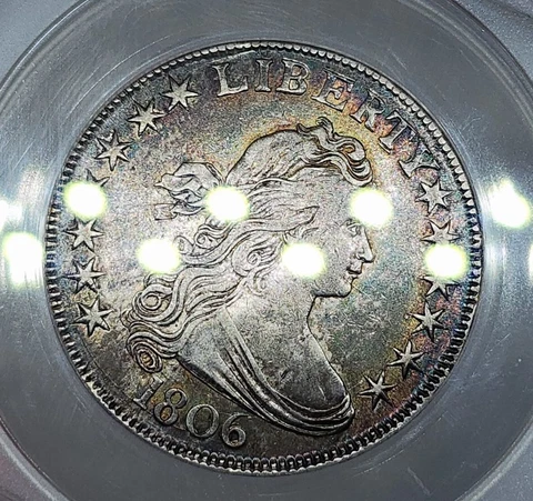 1806 Draped Bust Half Dollar ANACS EF/XF45 Rainbow Toned Nice Original Luster Cover