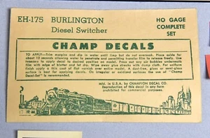 CHAMP HO TRAIN DECALS BULINGTON DIESEL SWITCHER EH-175 #2 - Foto 1 di 2