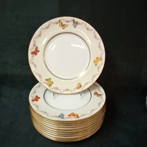 10 Royal Doulton RA8435 Rosa Rose Swags Handbemalt Schmetterlinge Speiseteller - Bild 1 von 24