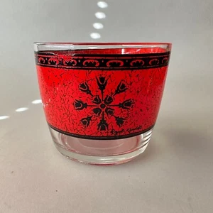 Cubo de hielo de vidrio Royal Kendall - rojo y negro vajilla de bar vintage - Imagen 1 de 10
