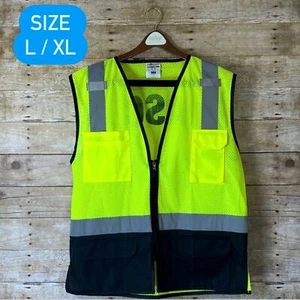 ML Kishigo Size Large Safety Works Neon Yellow Reflective Vest - Picture 1 of 6
