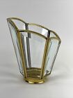 Vtg Beveled Glass Asymmetrical Lamp Shade MCM Arts Crafts Mission Brass 2 1/4Fit