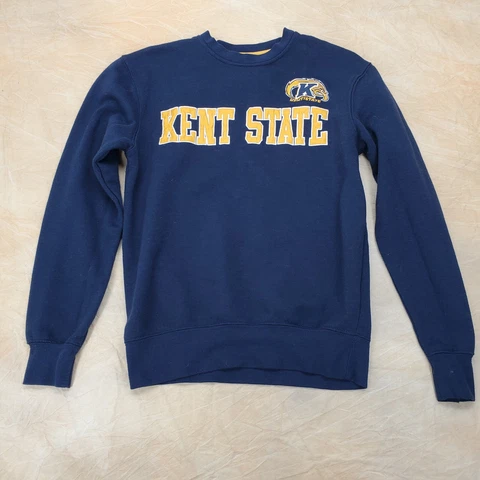 Kent State University Sweatshirt Women Small Blue Gold 3D Logo College Sports Cover