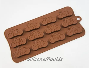 Molde de silicona para bicicleta de 12 celdas para ciclismo chocolate caramelo pastel cera jabón resina - Imagen 1 de 3