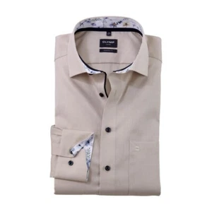 Camisa de negocios Olymp Luxor para hombre corte moderno beige 120674 22 natural - Imagen 1 de 4