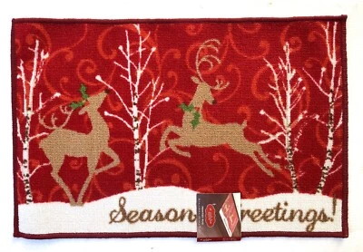 Коврик квадратный St. Nicholas Fancy Deer 20 x 30 дюймов коврик ар-деко завитки прыгающий олень - Изображение 1 из 4