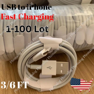 USB Charger Cable Cord For Apple iPhone 6 7 8 X XR 11 12 13 14 Pro Max Wholesale - Image 1 of 4