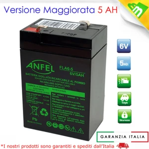 BATTERIA ERMETICA PIOMBO AGM 6V 4.5Ah RICARICABILE tipo AGM 6 Volt 4.5 ampereora - Foto 1 di 2