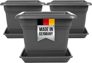 3er Set Blumenkasten Blumentopf Blumenkübel Pflanzkasten groß 48x48 Anthrazit - Bild 1 von 6