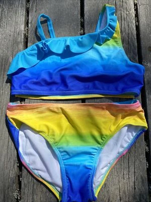 Xhilaration Jóvenes Niñas L 10/12 Arco Iris Hombro Descubierto Bikini 2 Piezas Traje de Baño Foto 1 de 4