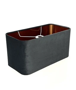 new rounded rectangular shape Graphite Grey velvet lamp shade pendant shade - Picture 1 of 7