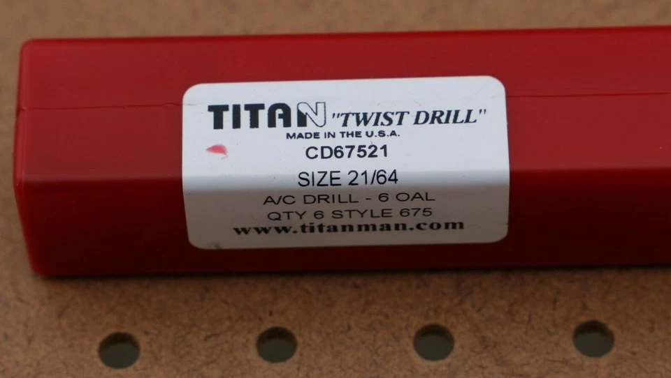 TITAN CD67521 AIRCRAFT EXTENSION DRILL 6" 135°  21/64" FLUTE 3-5/16" PACK of 6 - Image 1 of 1