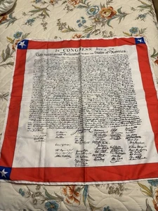 Vintage Scarf Declaration of Independence Hand Rolled Edges Made In Italy - Picture 1 of 5
