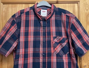 Camisa informal a cuadros roja azul manga corta Levis talla grande - Imagen 1 de 8