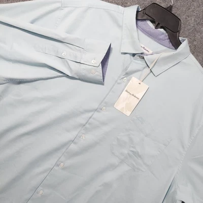 Camisa Tommy Bahama Para Hombres 2XLT Azul Susurro Oasis Sarga BT Mezcla de Seda Abotonada Foto 1 de 4