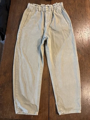 Zara Barrel Leg Karki Jeans Size 12 Uk High Waist Paperbag Great Condition - Image 1 of 4