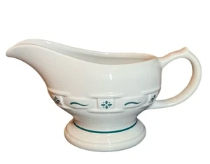 Longaberger GRAVY BOAT en Cerámica Clásica Verde 8" Tradiciones Tejidas EE. UU. - Imagen 1 de 6