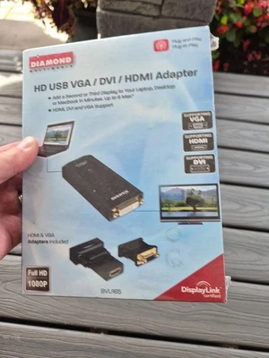 Diamond Multimedia BVU165 Full HD 1080P USB 2.0 VGA/DVI/HDMI Adapter new - Image 1 of 2