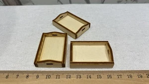 Puppenhaus Miniaturen 3 schöne Tabletts Holz 1:12 - Bild 1 von 1