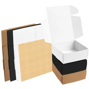 50 Stk Geschenkboxen - 12 x 12 x 5cm - Braune, Weiße & Schwarze Pappschachteln - Bild 1 von 8