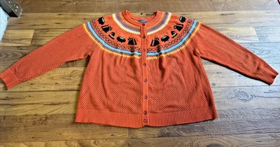 Modcloth Witches Candy Fair Isle Sweater Cardigan Cat Halloween Novelty Size 4XL - Image 1 of 4